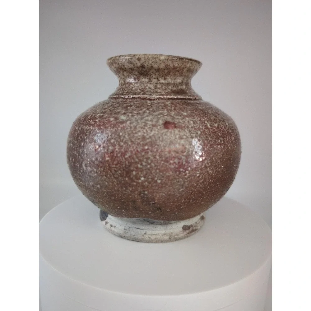 Steve Elgeson Studio Pottery Vase Signed 2004 Green Brown Glaze Hand Thrown Art